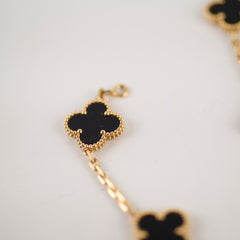 Van Cleef and Arpels Vintage Alhambra 5 Motif Onyx Bracelet