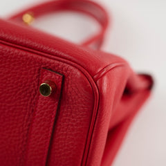 Hermes Birkin 30 Rouge Casaque P Square Stamp PHW
