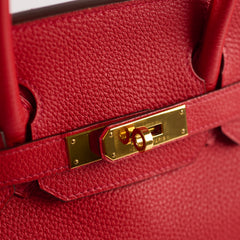 Hermes Birkin 30 Rouge Casaque P Square Stamp PHW