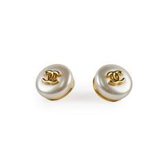 Chanel Black CC Pearl Earrings Costume Jewellery