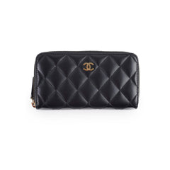 Chanel Medium Zippy Wallet Lambskin Black