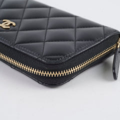 Chanel Medium Zippy Wallet Lambskin Black