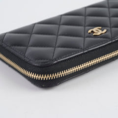 Chanel Medium Zippy Wallet Lambskin Black