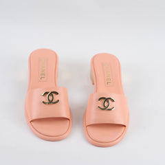 Chanel 23K Heeled Sandals Peach - Size 39