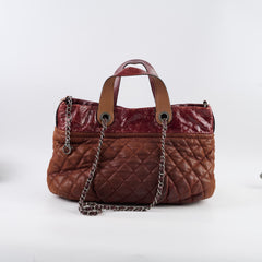 Chanel Burgundy Quilted Calfskin Mix Tote