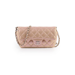 Chanel 21K Glasses Cases with Chain Lambskin Iridescent Pink