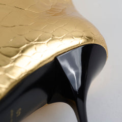 Chanel 19A Heeled Boots Croc Embossed Gold - Size 40