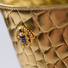 Chanel 19A Heeled Boots Croc Embossed Gold - Size 40