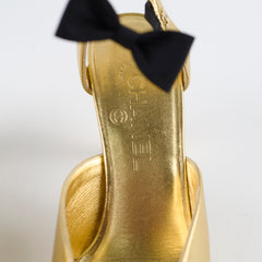 Chanel Heels with Bow Ankle Strap Gold - Size 39
