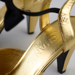 Chanel Heels with Bow Ankle Strap Gold - Size 39