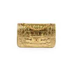 Chanel Classic Flap Small Croc Embossed Gold