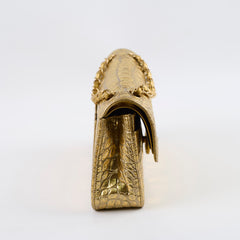 Chanel Classic Flap Small Croc Embossed Gold