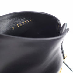 Chanel Lambskin Cap Toe Wedge Boots with Gold Trim Black