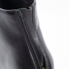 Chanel Lambskin Cap Toe Wedge Boots with Gold Trim Black