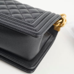 Chanel Small Boy Bag Black Caviar GHW- Microchip