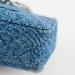 Chanel CC Quilted Denim Flap SHW Blue