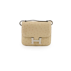 Hermes Mini 18 Constance Ostrich Parchemin B Stamp