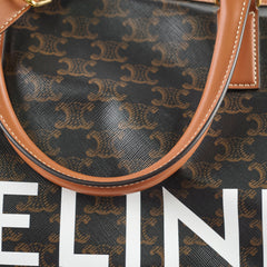 Celine Large Travel Bag Triomphe Canvas/Calfskin Leather Brown