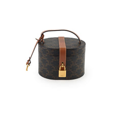 Celine Mini Vanity Case Triomphe Canvas/Calfskin Leather Brown