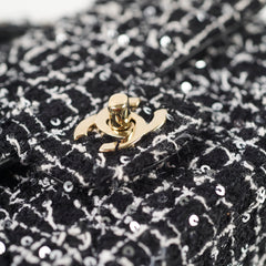 Chanel Mini Tweed Sequin Rectangular Top Handle Classic Flap Black
