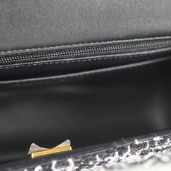 Chanel Mini Tweed Sequin Rectangular Top Handle Classic Flap Black