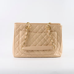 Chanel GST Grand Shopping Tote Beige Caviar GHW