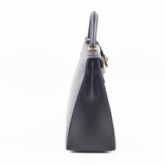 Hermes Kelly 32 Sellier Sombrero Box Leather GHW Matte Black