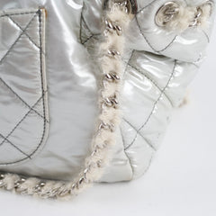 Chanel Nylon Fur BonBon Tote Silver