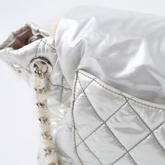 Chanel Nylon Fur BonBon Tote Silver