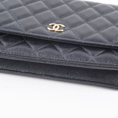 Chanel Caviar Charm Wallet on Chain WOC Black GHW Microchipped