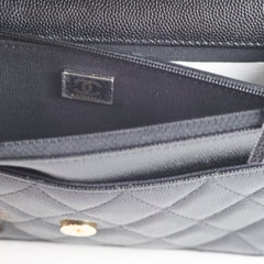 Chanel Caviar Charm Wallet on Chain WOC Black GHW Microchipped