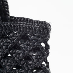 Prada Raffia Rectangle Small Tote Black