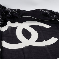 Chanel CC Silk Travel Set Black/White (Pouch, Scarf, Eye Mask)