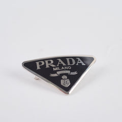Prada Triangle Logo Plaque Hair Clip Black