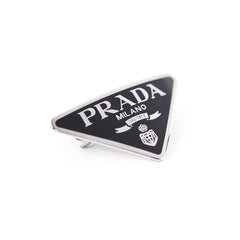 Prada Triangle Logo Plaque Hair Clip Black