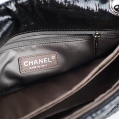 Chanel Camellia Patent Flap Bag Black