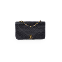 Chanel Vintage Lambskin Matelasse Flap Bag Black