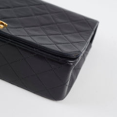 Chanel Vintage Lambskin Matelasse Flap Bag Black