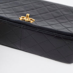 Chanel Vintage Lambskin Matelasse Flap Bag Black