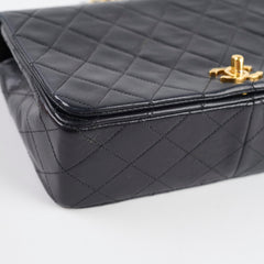 Chanel Vintage Lambskin Matelasse Flap Bag Black