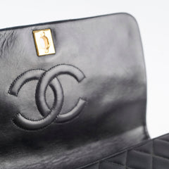 Chanel Vintage Lambskin Matelasse Flap Bag Black