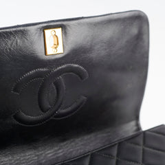 Chanel Vintage Lambskin Matelasse Flap Bag Black