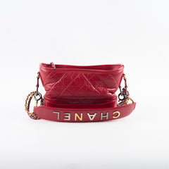 Chanel Small Gabrielle Bag Red Logo Strap