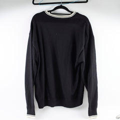 Celine Triomphe V Neck Wool Jumper Black - Size XL