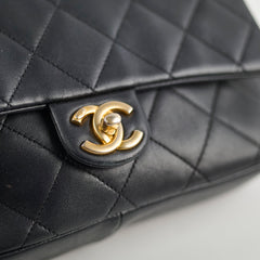 Chanel Circle Handle Black Quilted Flap Bag