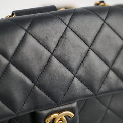 Chanel Circle Handle Black Quilted Flap Bag