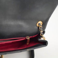 Chanel Circle Handle Black Quilted Flap Bag