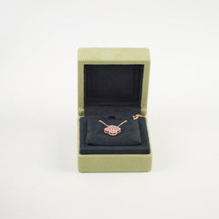 Van Cleef & Arpels 2025 Holiday Vintage Alhambra Pendant, Rose Gold, PINK Mother-of-Pearl, Diamond