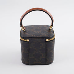 Celine Triomphe Mini Vanity Canvas with Top Handle Brown