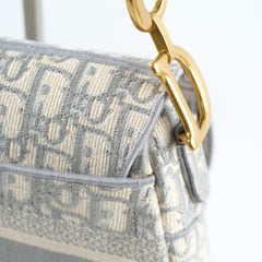 Christian Dior Medium Saddle Oblique Light Grey